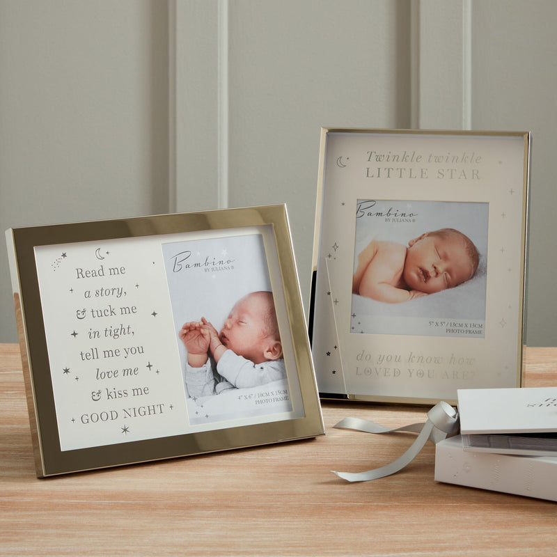 BAMBINO METAL PLATED READ ME A STORY PHOTO FRAME 4" X 6"