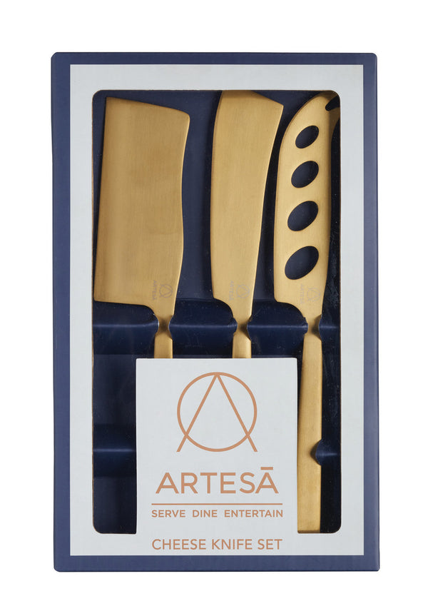Artesá-Piece Set of Brass-Finished Cheese Knives