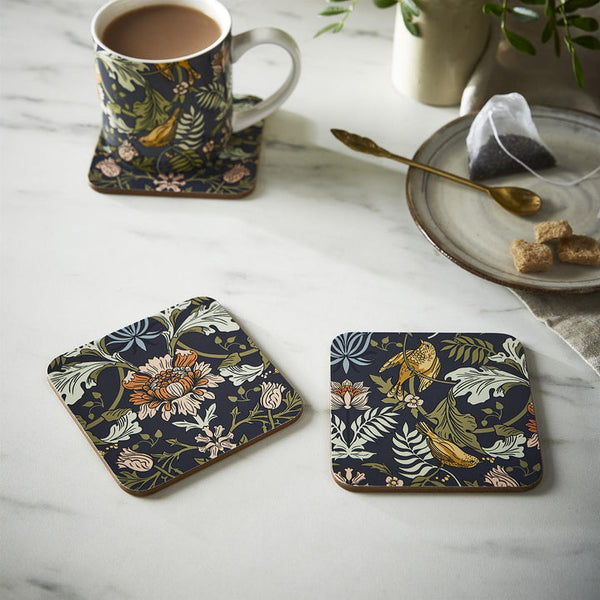 Finch & Flower Coasters - 4 Pack One Size in Navy