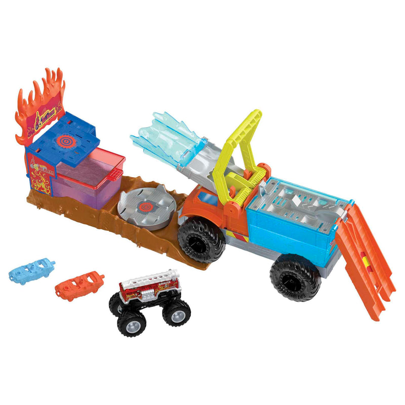 Hot Wheels Monster Trucks Arena Smashers Color Shifters 5-Alarm Rescue Playset