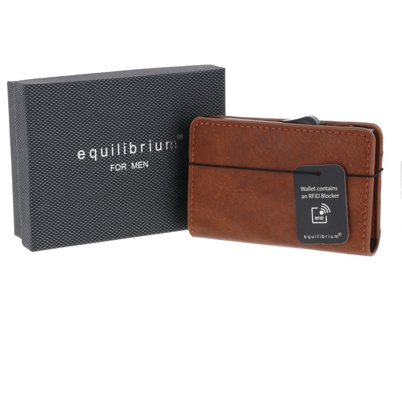 EQ For Men Pop Up Credit Card & Coin Wallet Tan