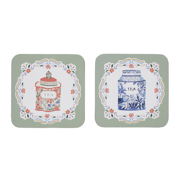 Tea Tins Coasters - 4 Pack One Size in Multi