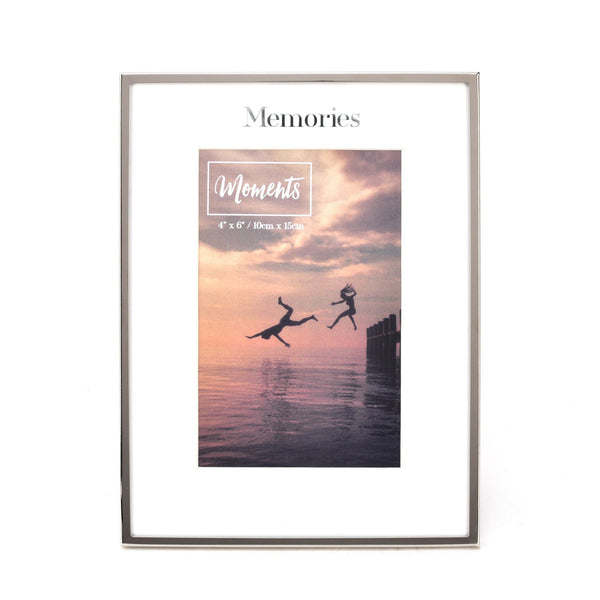 MOMENTS SILVERPLATED WITH MOUNT PHOTO FRAME 4" X 6" MEMORIES