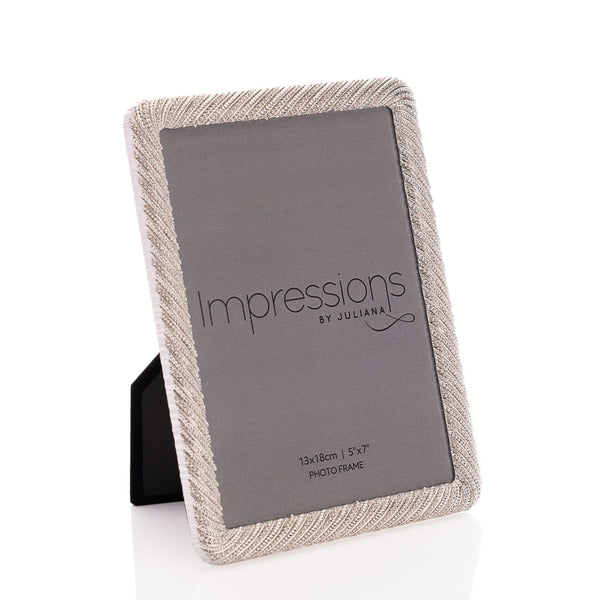 HOVER TO ZOOM IMAGES IMPRESSIONS SILVER TEXTURED EFFECT PHOTO FRAME 5" X 7"