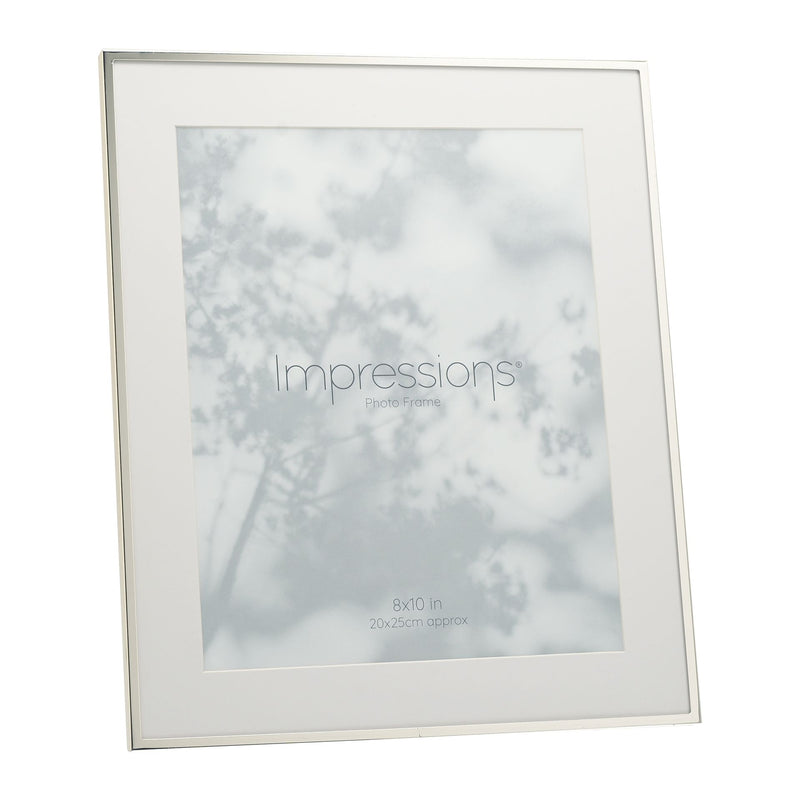 IMPRESSIONS SILVERPLATED PHOTO FRAME WHITE BORDER 8" X 10"