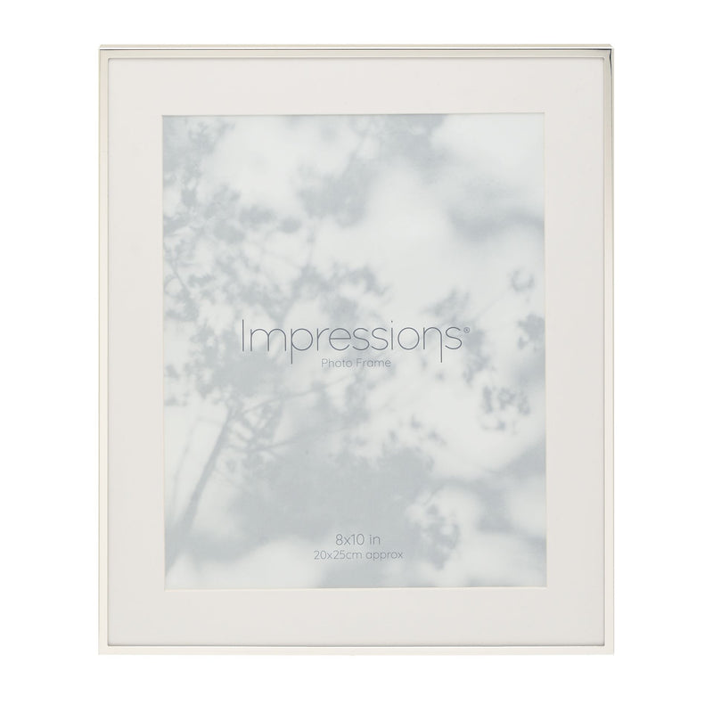 IMPRESSIONS SILVERPLATED PHOTO FRAME WHITE BORDER 8" X 10"
