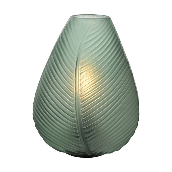 HESTIA BATTERY OPERATED GLASS LAMP GREEN 14CM X 18CM