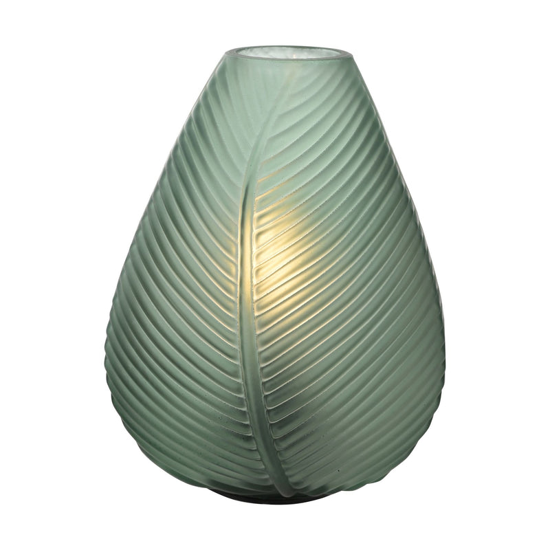 HESTIA BATTERY OPERATED GLASS LAMP GREEN 14CM X 18CM