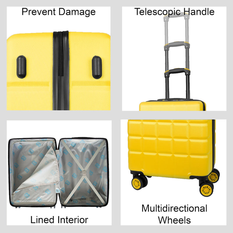 Hard Shell Suitcase with 4 Spinner Wheels Travel Luggage - Yellow