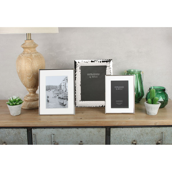 IMPRESSIONS SILVERPLATED PHOTO FRAME WHITE BORDER 6" X 8"