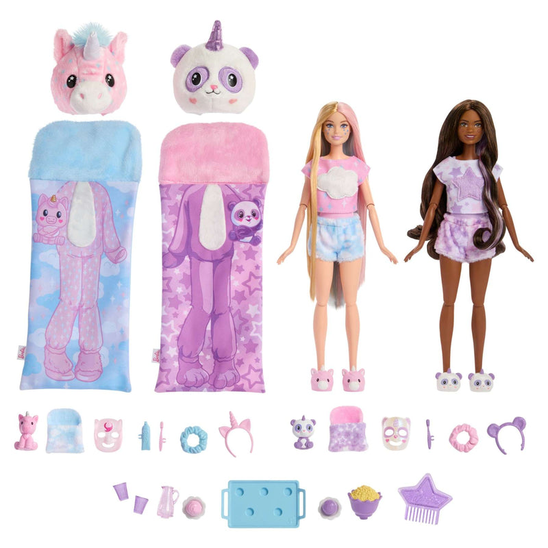 Cutie Reveal Slumber Party Gift Set With 2 Dolls & 2 Pets, 35+ Surprises, Cozy Cute Tees