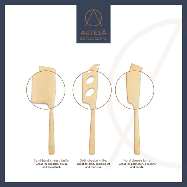 Artesá-Piece Set of Brass-Finished Cheese Knives