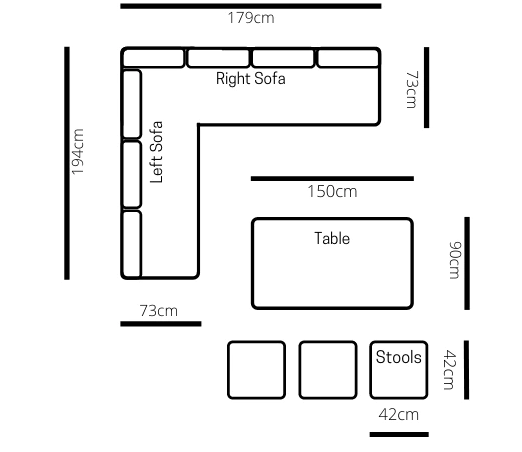 Amalfi Corner Set w/adjustable table (LRG)