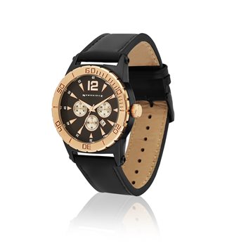 Mens Watch With Black Leather Strap