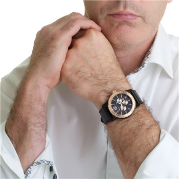 Mens Watch With Black Leather Strap