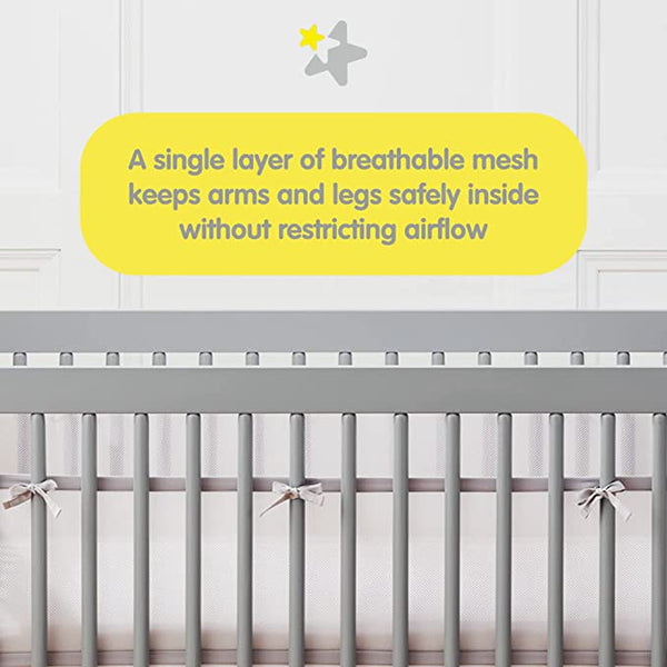 Breathable Mesh Cot Liner Twinkle Blue 4 sides wrap