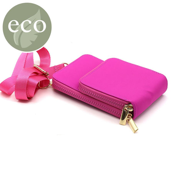 Recycled nylon bright pink phone bag