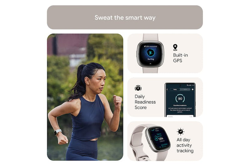 Fitbit Sense 2 Smartwatch Lunar White & Platinum