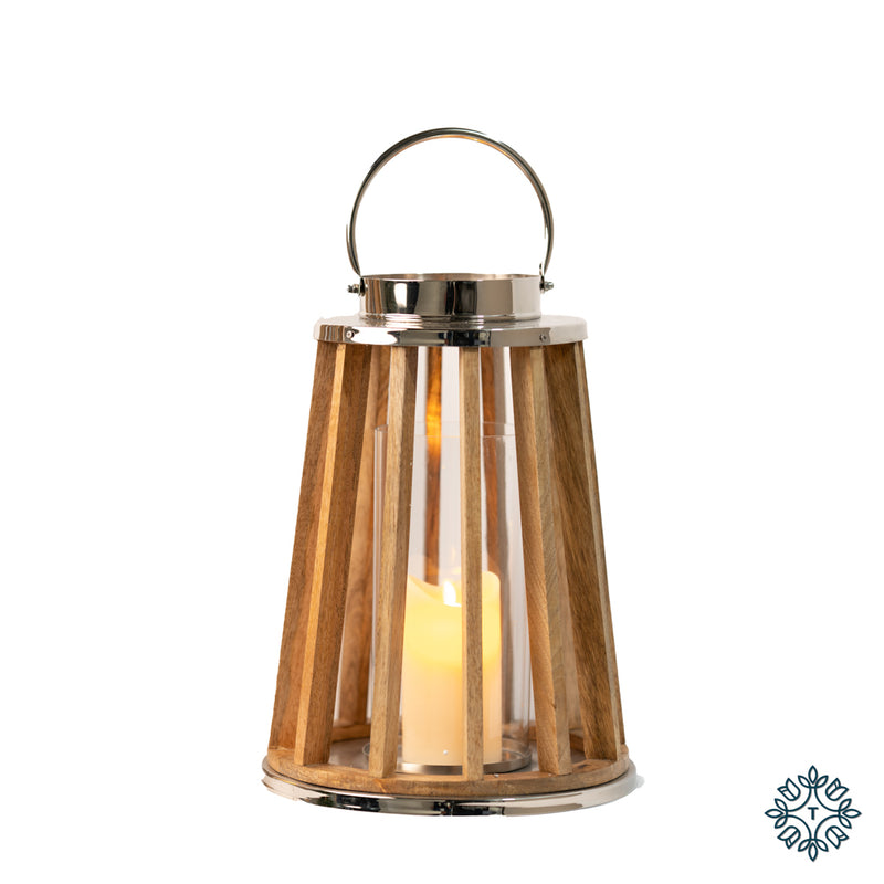 Nina lantern wood/chrome 42cm