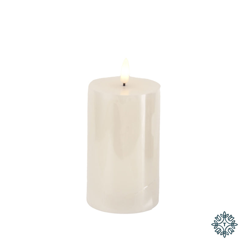 3D flame led candle w/6hr timer ivory 13cm