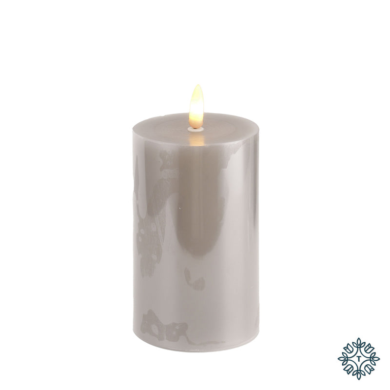 3D flame led candle w/6hr timer grey 13cm