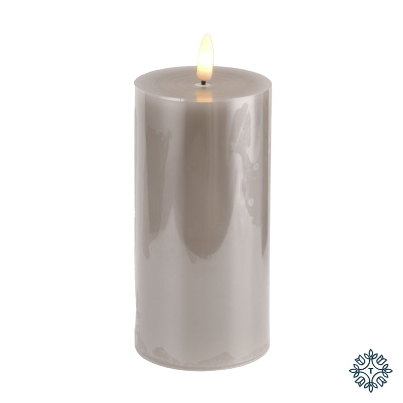 3d flame led candle w/6hr timer grey 15cm