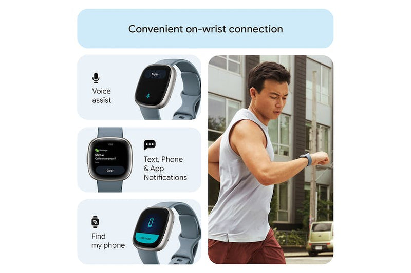 Fitbit Versa 4 Smartwatch Waterfall Blue & Platinum
