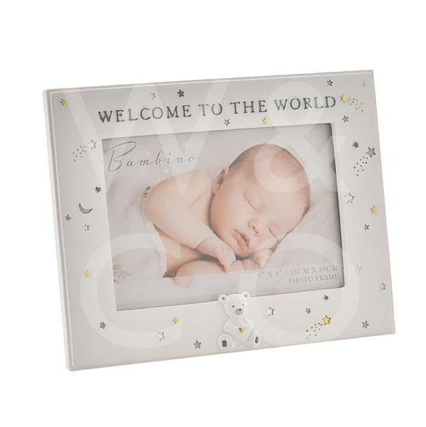 BAMBINO RESIN WELCOME TO THE WORLD PHOTO FRAME 6" X 4"