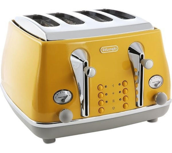 DeLonghi Icona Capitals 4 Slice Yellow Toaster