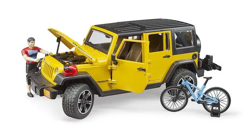 Bruder Jeep Wrangler Rubicon Mountain Bike and Cyclist