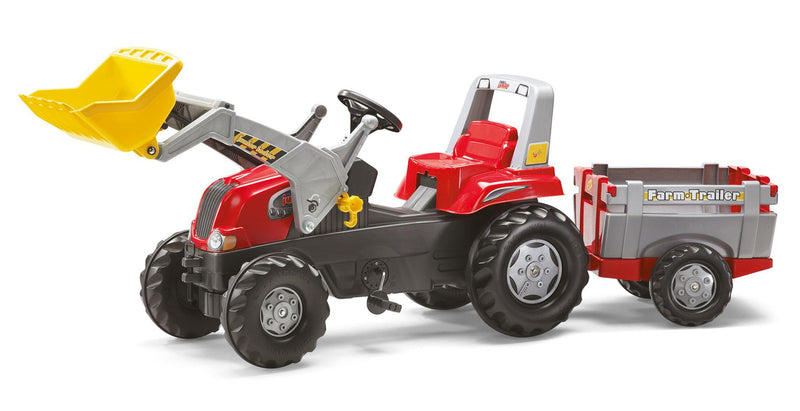 ROLLY JUNIOR RED TRACTOR, TRAILER AND LOADER